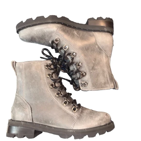 SOREL Women's Lennox Lace distressed gray combat Casual Boots 6 - Picture 5 of 9